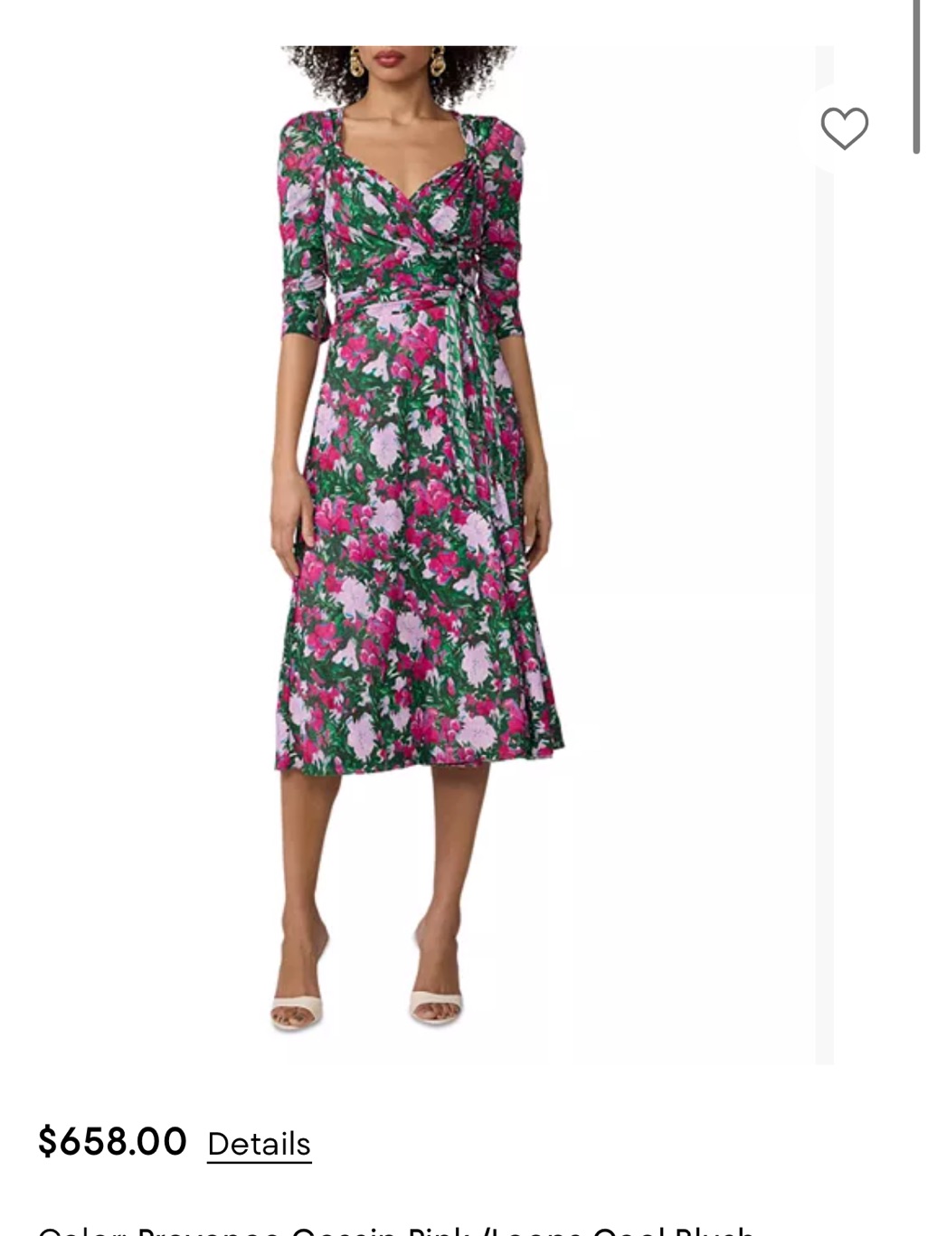 Diane Von Furstenberg Pink & Green Floral Wrap Midi Dress
